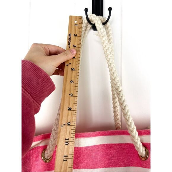 VS Victorias Secret Take Me to the Beach Pink Stripe Rope Beach Tote - Picture 4 of 9